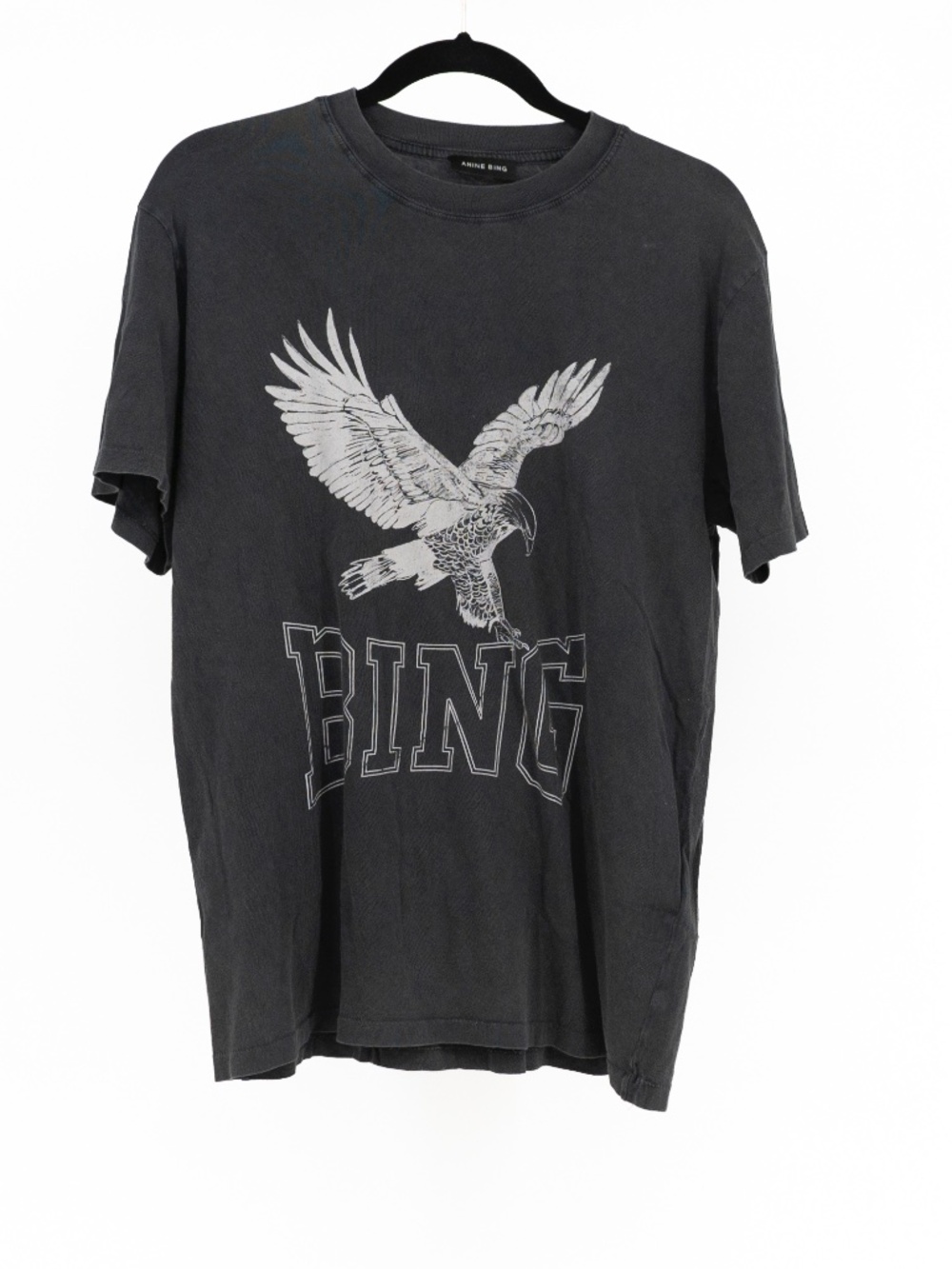 Anine Bing Women's Lili Retro Eagle Graphic Print Crew Neck Tee Shirt Gray Small